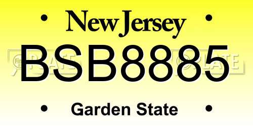 BSB8885 New Jersey License Plate