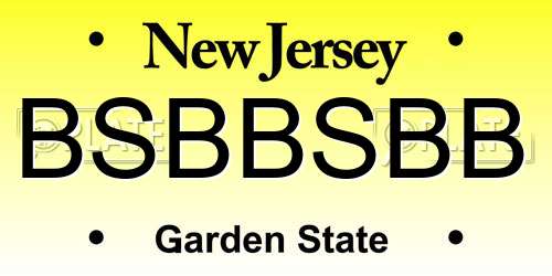 BSBBSBB New Jersey License Plate