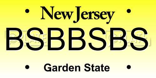 BSBBSBS New Jersey License Plate