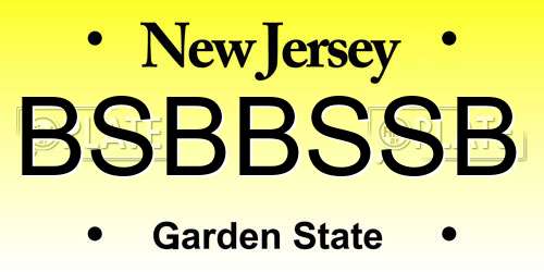 BSBBSSB New Jersey License Plate