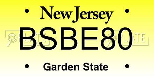 BSBE80 New Jersey License Plate