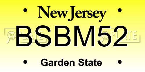 BSBM52 New Jersey License Plate