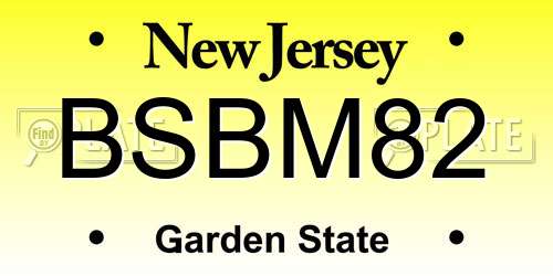 BSBM82 New Jersey License Plate