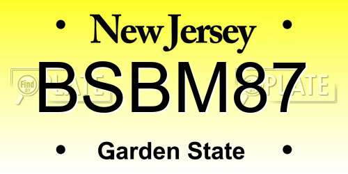 BSBM87 New Jersey License Plate