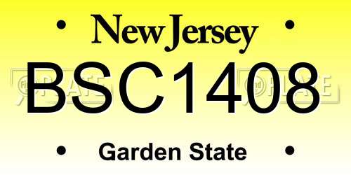 BSC1408 New Jersey License Plate