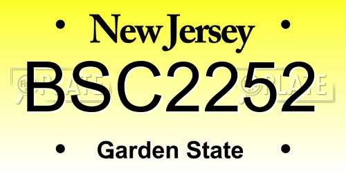 BSC2252 New Jersey License Plate