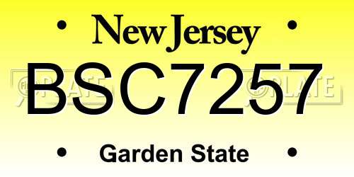 BSC7257 New Jersey License Plate