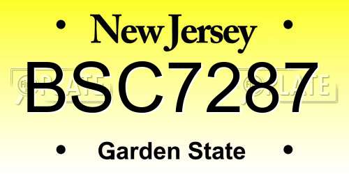 BSC7287 New Jersey License Plate