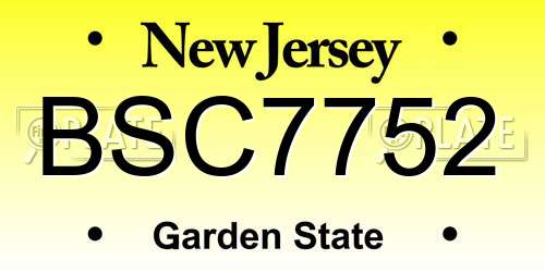 BSC7752 New Jersey License Plate