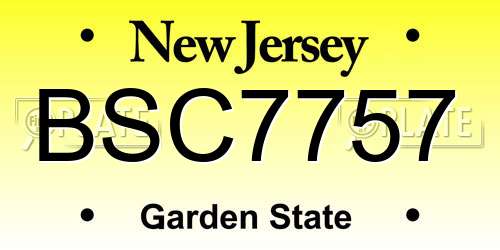 BSC7757 New Jersey License Plate