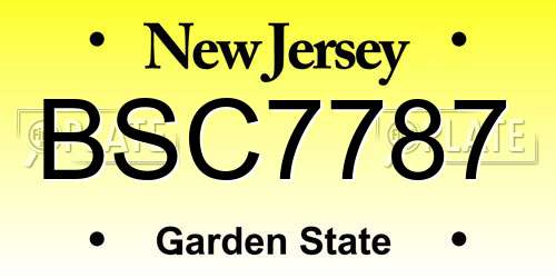 BSC7787 New Jersey License Plate