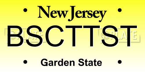 BSCTTST New Jersey License Plate