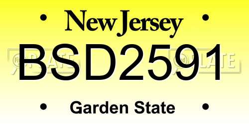 BSD2591 New Jersey License Plate