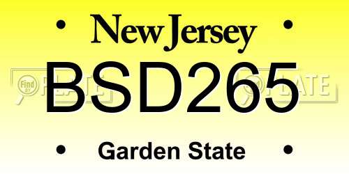 BSD265 New Jersey License Plate
