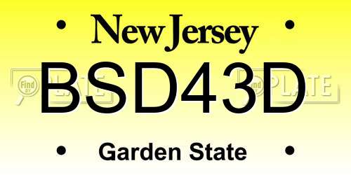 BSD43D New Jersey License Plate
