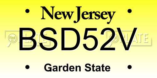 BSD52V New Jersey License Plate