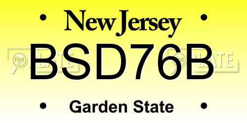 BSD76B New Jersey License Plate