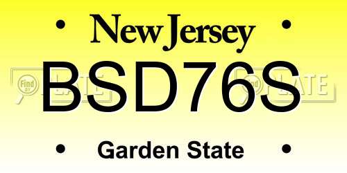 BSD76S New Jersey License Plate