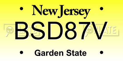 BSD87V New Jersey License Plate