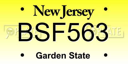 BSF563 New Jersey License Plate