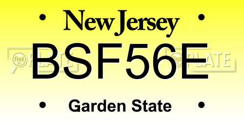BSF56E New Jersey License Plate