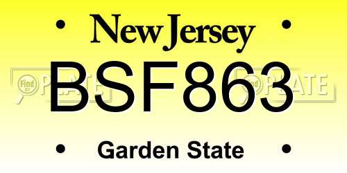 BSF863 New Jersey License Plate