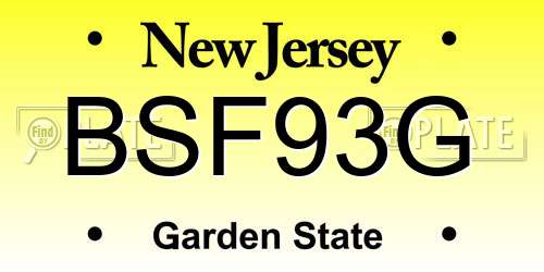 BSF93G New Jersey License Plate