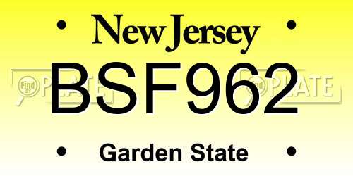 BSF962 New Jersey License Plate