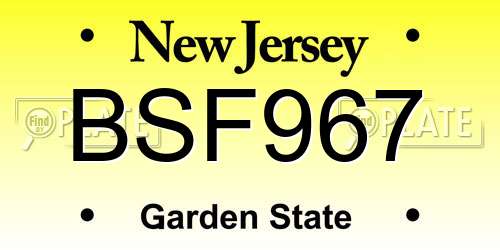 BSF967 New Jersey License Plate