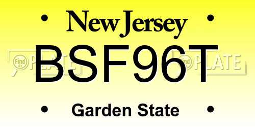 BSF96T New Jersey License Plate