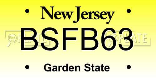 BSFB63 New Jersey License Plate