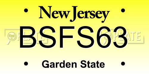 BSFS63 New Jersey License Plate
