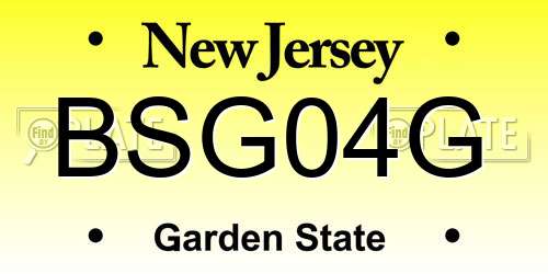 BSG04G New Jersey License Plate