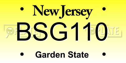 BSG110 New Jersey License Plate