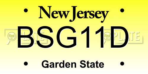 BSG11D New Jersey License Plate