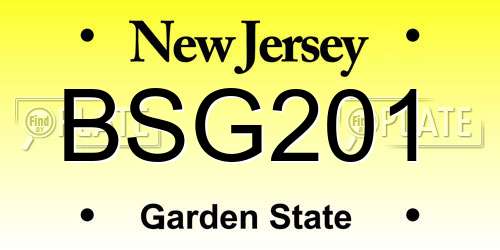BSG201 New Jersey License Plate