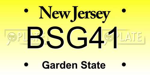 BSG41 New Jersey License Plate