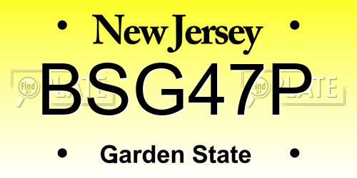 BSG47P New Jersey License Plate