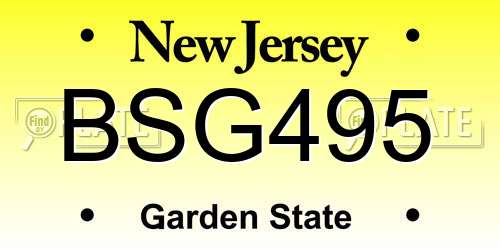 BSG495 New Jersey License Plate