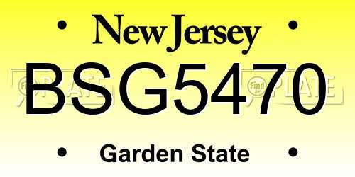 BSG5470 New Jersey License Plate