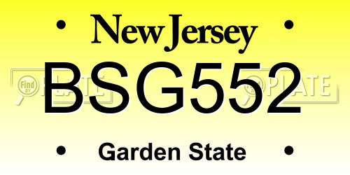 BSG552 New Jersey License Plate
