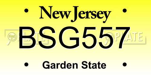 BSG557 New Jersey License Plate