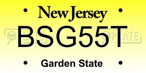 BSG55T New Jersey License Plate