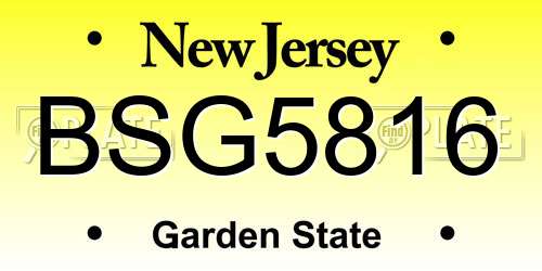 BSG5816 New Jersey License Plate