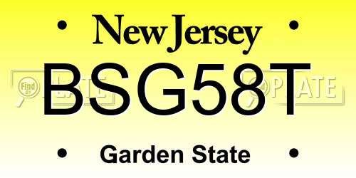 BSG58T New Jersey License Plate