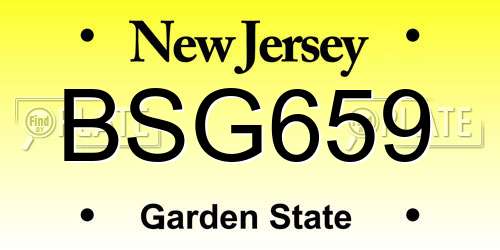 BSG659 New Jersey License Plate