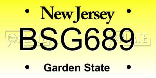 BSG689 New Jersey License Plate