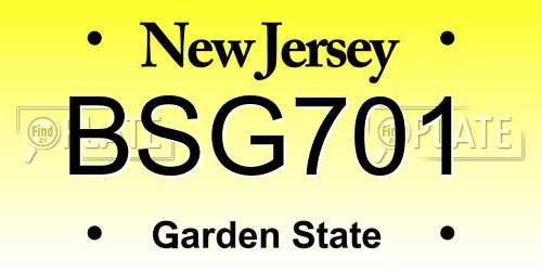 BSG701 New Jersey License Plate
