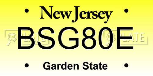 BSG80E New Jersey License Plate