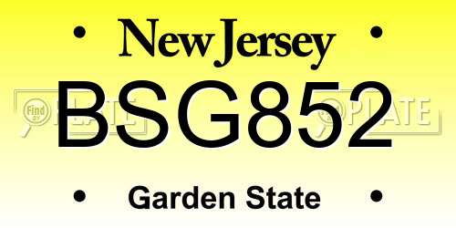 BSG852 New Jersey License Plate